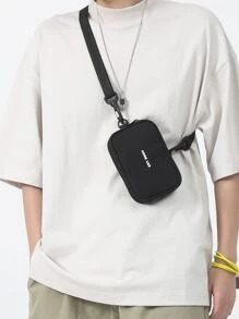 Mini Men Letter Graphic Túi đeo thắt lưng Túi đeo ngực - màu đen - Xem 2