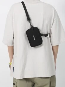 Mini Men Letter Graphic Túi đeo thắt lưng Túi đeo ngực - màu đen - Xem 3