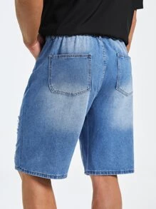 Manfinity Hombres Shorts en mezclilla desgarro - Lavado ligero - Ver 2