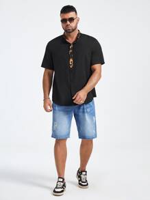 Manfinity Hombres Shorts en mezclilla desgarro - Lavado ligero - Ver 3