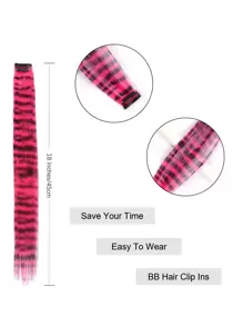 Tóc giả kẹp tổng hợp một mảnh in họa tiết Eopard nhiều màu sắc cho tiệc Halloween - Màu Hồng Tươi - Xem 6