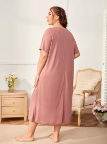 SHEIN Unity Plus Cut Out Contrast Lace Sleepdress - Dusty Pink - View 2