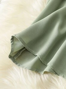 SHEIN LUNE Áo sơ mi Plus Size Thắt lưng Hình học Giải trí - Màu xanh Bạc hà - Xem 5