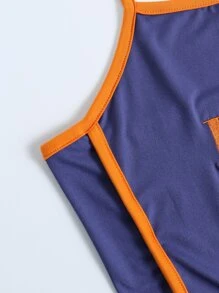 SHEIN Qutie 90s Letter Graphic Contrast Binding Halter Top - Purple - View 8