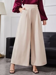 BizChic High Waist Double Breasted Wide Leg Trousers - Beige - View 4