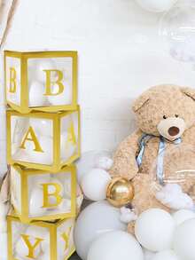 4pcs Balloon Box & Letter Sticker Set - Gold - View 3