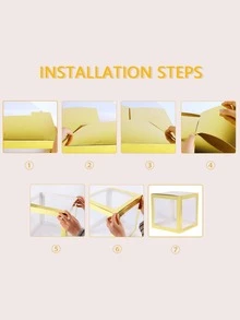 4pcs Balloon Box & Letter Sticker Set - Gold - View 4