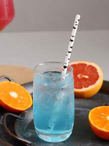 25入組雲朵圖案一次性吸管 - 黑與白 - 查看 5