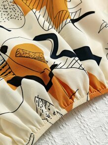 Breezaya Women's Casual Basic Printed Button-Down Short Sleeve Shirt