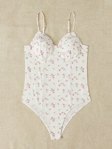 SHEIN Qutie Plus Ditsy Floral Bustier Cami Bodysuit