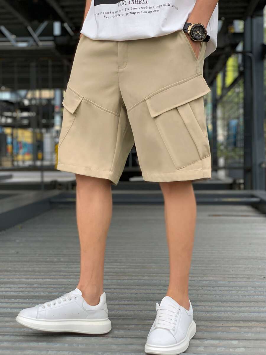 Manfinity Men Flap Pocket Side Shorts - Khaki - View 1