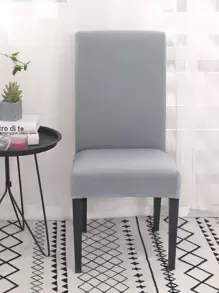 1pc/4pcs/6pcs/8pcs/10pcs Solid Color Milk Silk Chair Cover, Polyester Elastic Dining Chair Slipcover - Light Grey - View 5