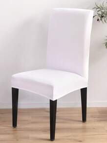 1pc/4pcs/6pcs/8pcs/10pcs Solid Color Milk Silk Chair Covers, Polyester Stretch Dining Chair Slipcovers - White - View 5