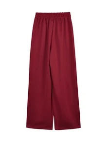 Solid Pocket Side Loose Sweatpants - Burgundy - View 2