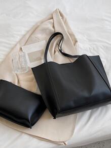 Bolso tote de hombro minimalista con bolsa interior