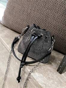 迷你鑽石裝飾桶形手提包 - 彩色 - 查看 4