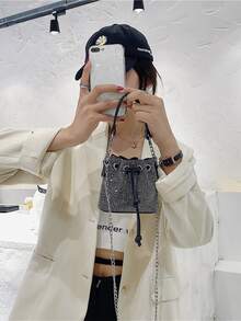 迷你鑽石裝飾桶形手提包 - 彩色 - 查看 5