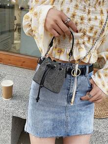 迷你鑽石裝飾桶形手提包 - 彩色 - 查看 6