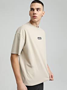 WE-R1 Men Letter & Figure Graphic Tee - Beige - View 5