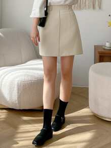 DAZY Solid High Waist Skirt,Back To School Clothes Fall Skirts