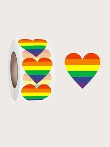 1pc LGBT Rainbow Pattern Heart Washi Tape - Multicolor - View 1