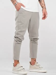 Manfinity Homme Men Drawstring Waist Crop Pants - Light Grey - View 1