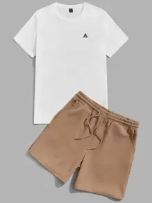 GENTILAND Conjunto shorts track con camiseta con estampado de letra - Multicolor - Ver 1