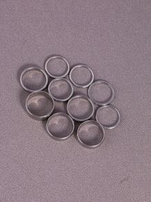 Fashionable and Popular 10pcs Men Minimalist Ring Stainless Steel for Jewelry Gift and for a Stylish Look - Silver - View 3