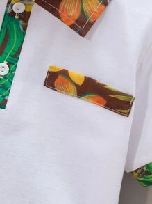 小男童熱帶圖案POLO衫和短褲