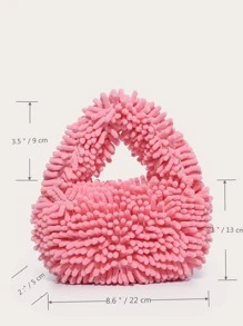 Solid Fluffy Soft Candy Color Satchel Bag, Y2K Style Women Handbags, Vacation Travel Purse For Girls, Cute Charm Clutch,Mop Shoulder Bags - Baby Pink - View 4