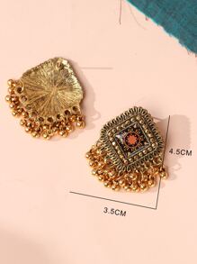 Bông tai thả tua rua tròn - Vàng - Xem 3