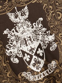 ROMWE 圖案印花缺口V領T恤 - 巧克力棕 - 查看 3