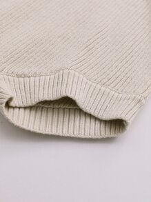 Bebé Top unicolor tejido de canalé & Shorts tejidos - Caqui - Ver 3