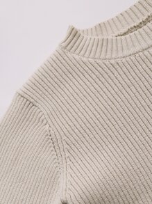 Bebé Top unicolor tejido de canalé & Shorts tejidos - Caqui - Ver 4