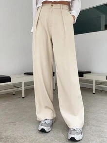 DAZY بنطلون مفصل موحدة اللون مطوي
