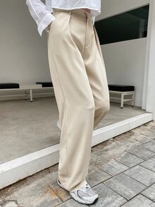 DAZY بنطلون مفصل موحدة اللون مطوي