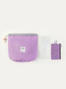 Open Flat Makeup Bag - Mauve Purple - View 3
