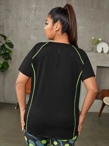 SHEIN Sports Camiseta deportiva suave con puntada de manga raglán