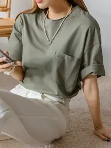 DAZY 贴袋落肩 T 恤 夏季