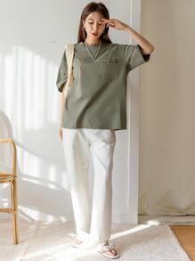 DAZY 贴袋落肩 T 恤 夏季