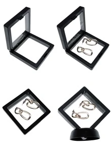 1pc Reusable Plastic Jewelry Box,Daily Clear Square Portable Storage Box For Necklace,Earring - Black - View 3