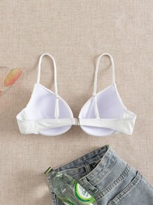 SHEIN Swim Summer Beach Rib Push Up Bikini Top - White - View 2