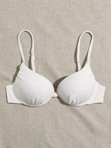 SHEIN Swim Summer Beach Rib Push Up Bikini Top - White - View 5