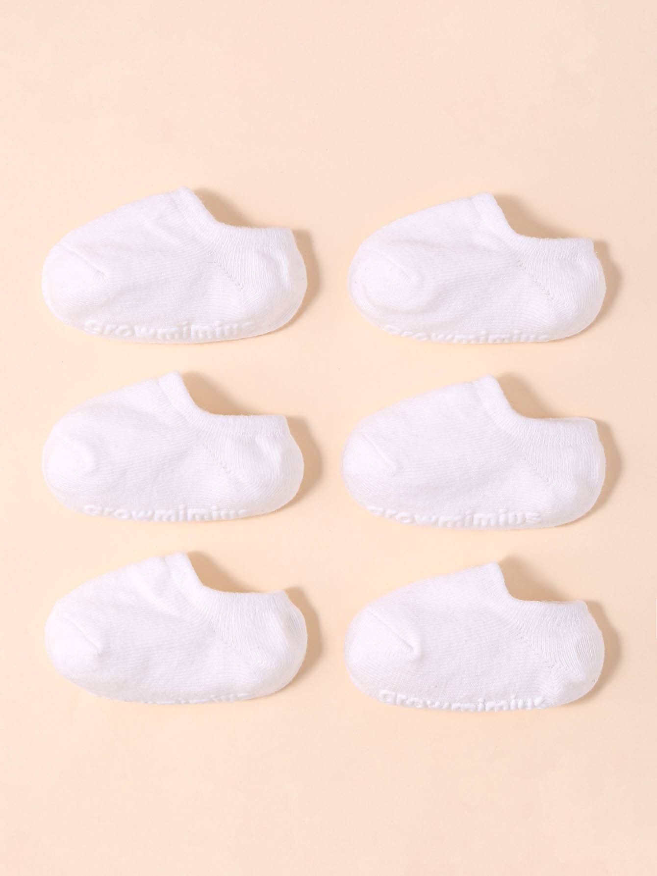 6雙嬰兒素色分配防滑襪 - 白色 - 查看 1