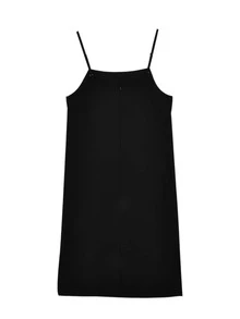 Gaun Cami Polos Tanpa Atasan Shrug - Hitam - View 2
