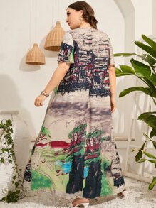 Mulvari Vestido túnico con estampado de paisaje - Multicolor - Ver 2