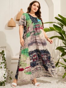 Mulvari Vestido túnico con estampado de paisaje - Multicolor - Ver 3