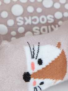 嬰兒卡通狐狸印花防滑襪子 - 彩色 - 查看 3