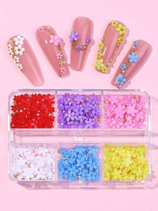 3d Flower Nail Art Decoration, Including Pearls, Steel Balls