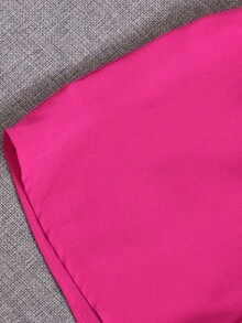 SHEIN Girls One Shoulder Solid Romper - Hot Pink - View 3